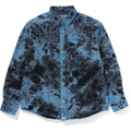 DESTROYED BLEACH BATHING APE LOGO LS SHIRT MENS