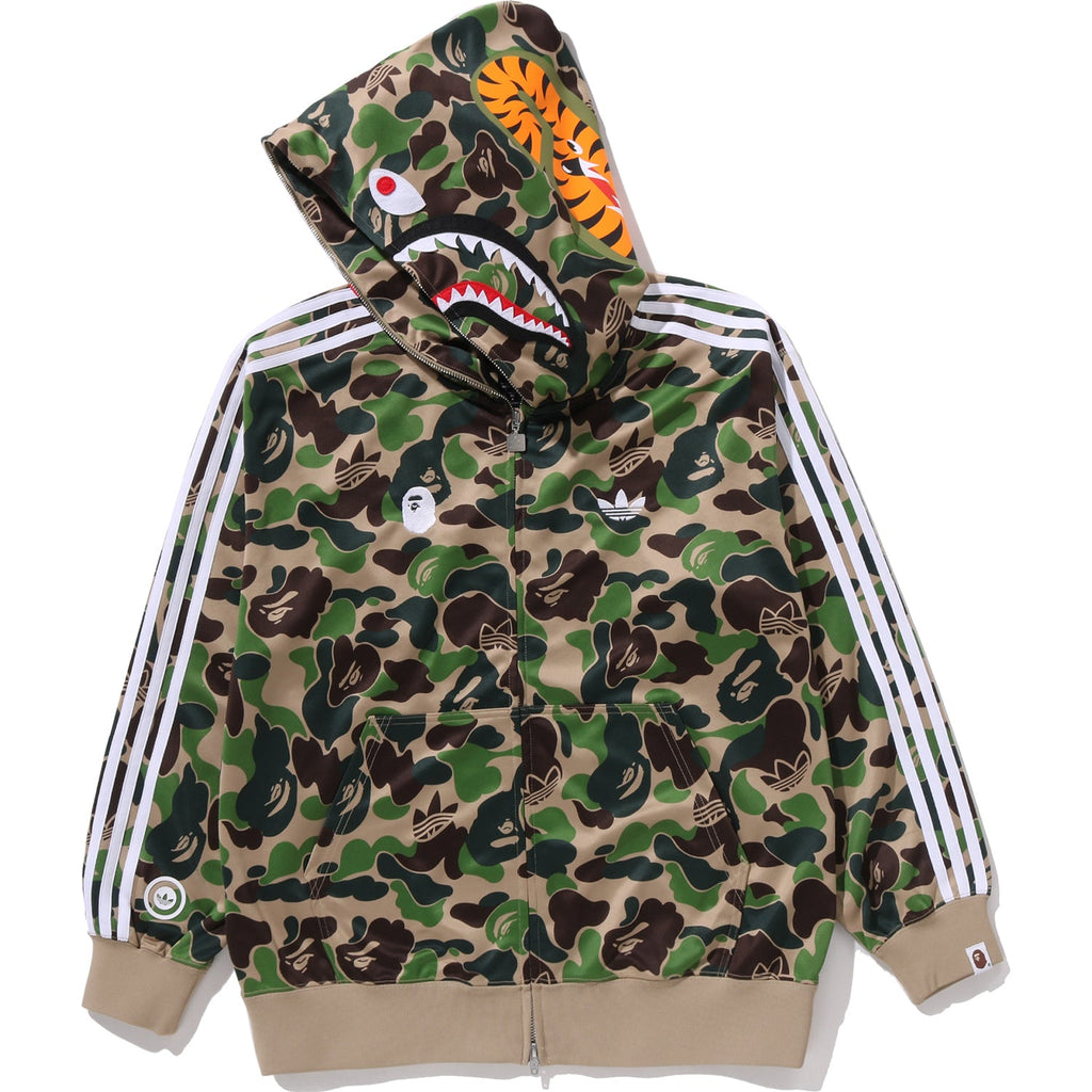 BAPE X ADIDAS RELAXED FIT TRACK CAMO SHARK FULL ZIP HOODIE MENS