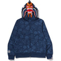 JAPANESE INDIGO ART CAMO DOUBLE TIGER SHARK FULL ZIP HOODIE MENS